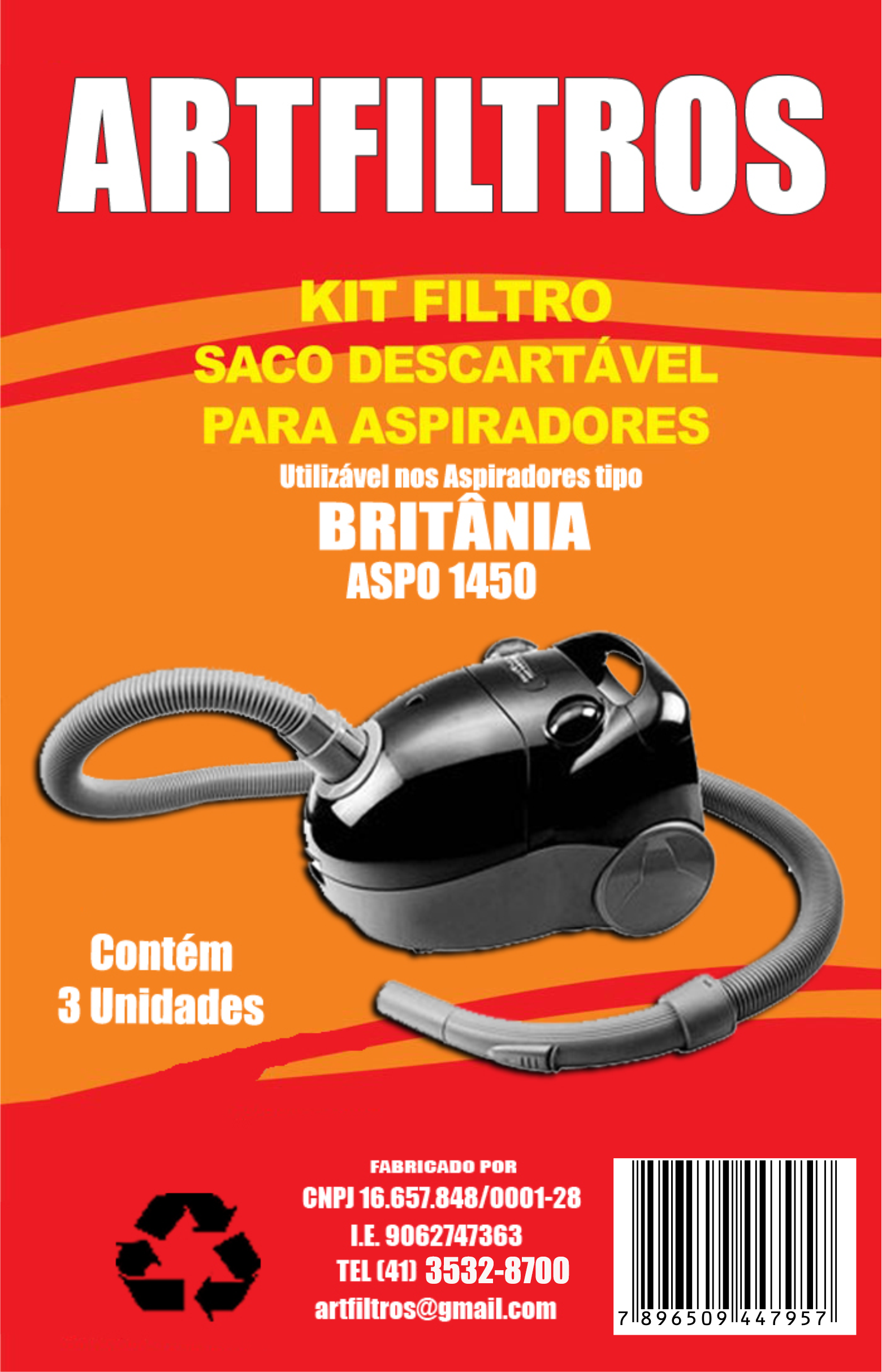 Kit Filtro Saco Descartável Para Aspiradores Artfiltros