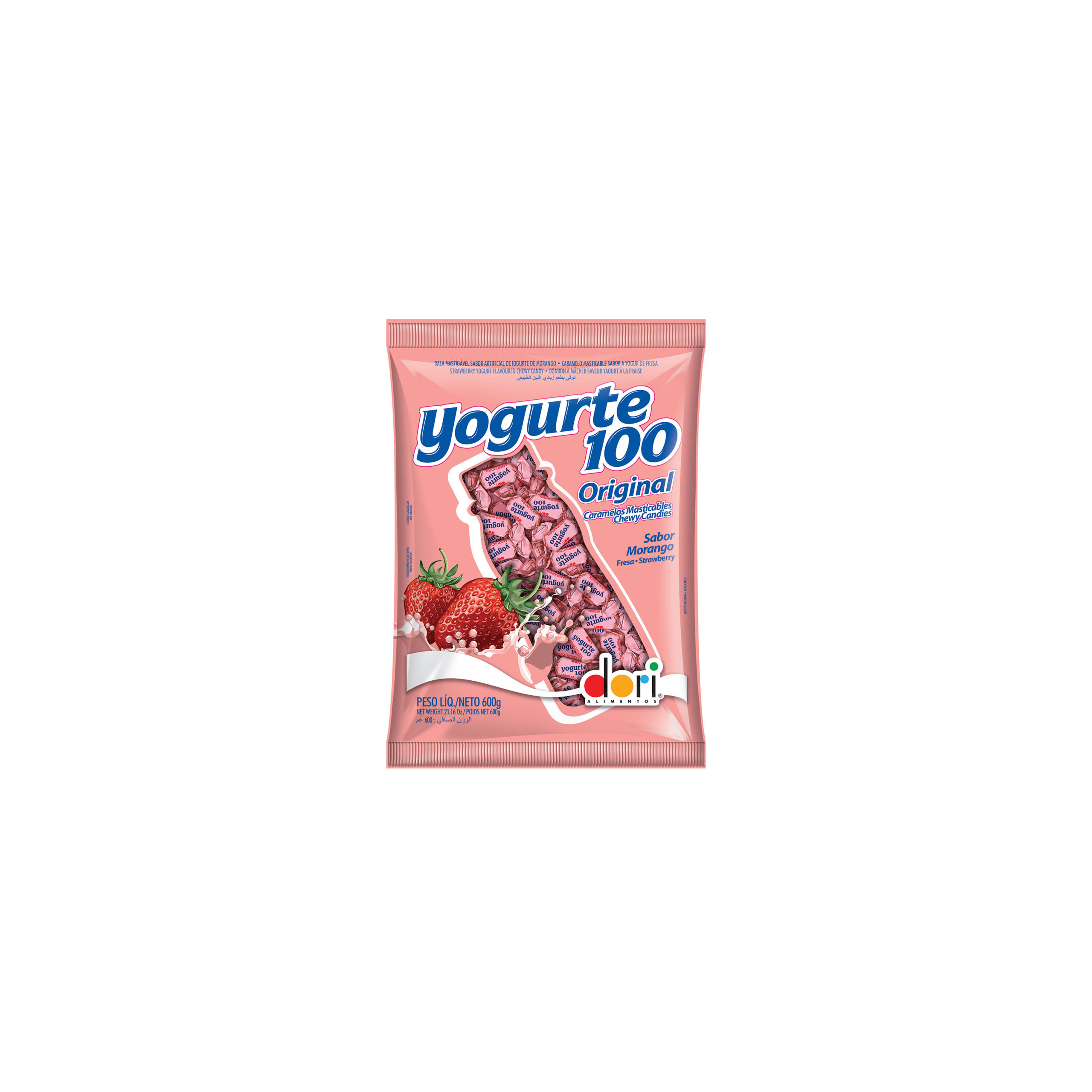 Bala Yogurte 100 Morango Dori Alimentos 600g