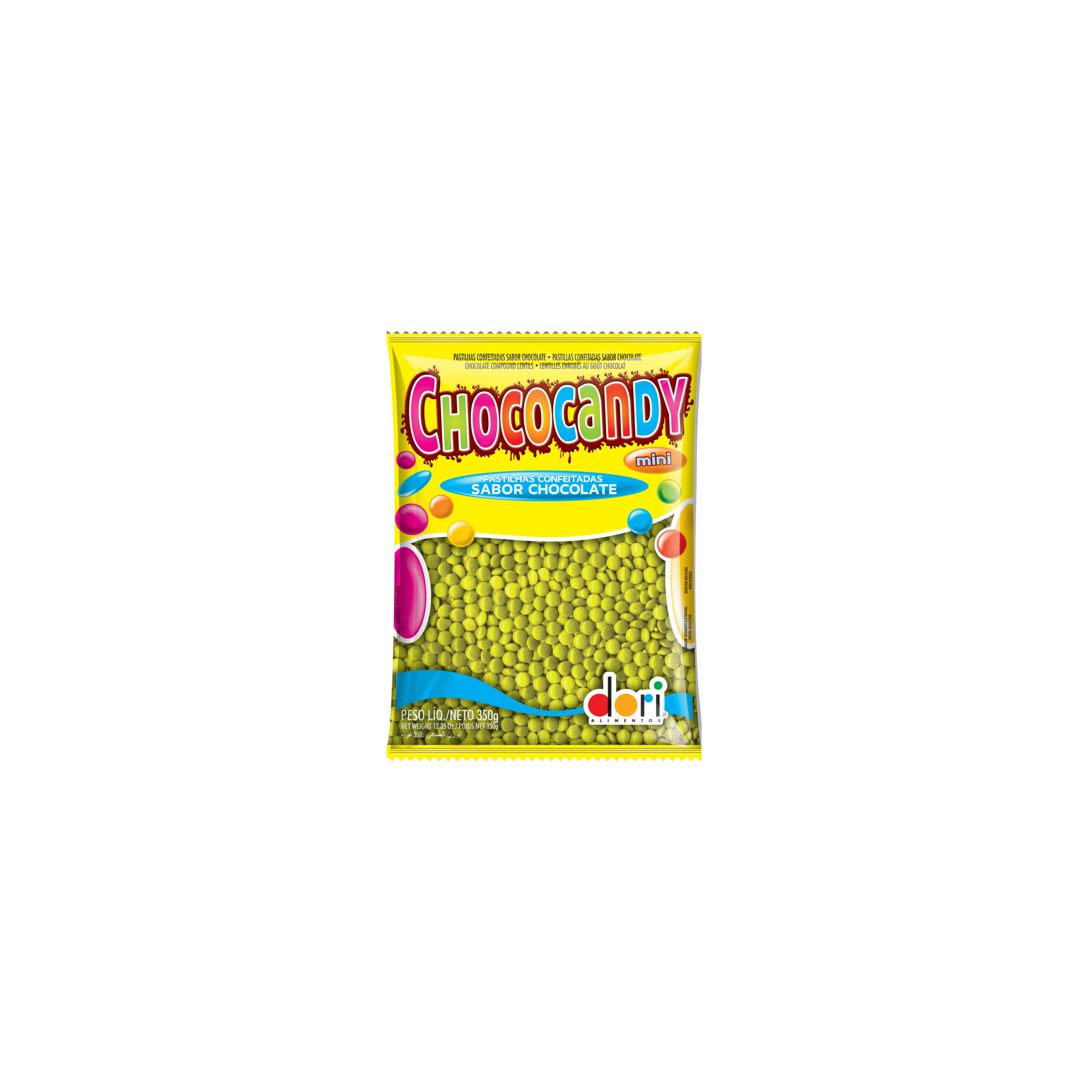 Chococandy Pastilha Confeitada Amarela Sabor Chocolate Dori Alimentos 350g
